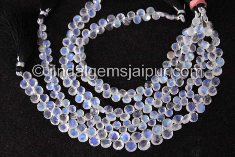 White Rainbow Far Faceted Heart Beads